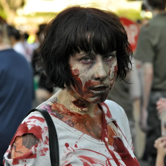 She looked back over her shoulder at exactly the right moment. The black bob and the decay makeup made for a portrait that required no embellishment.